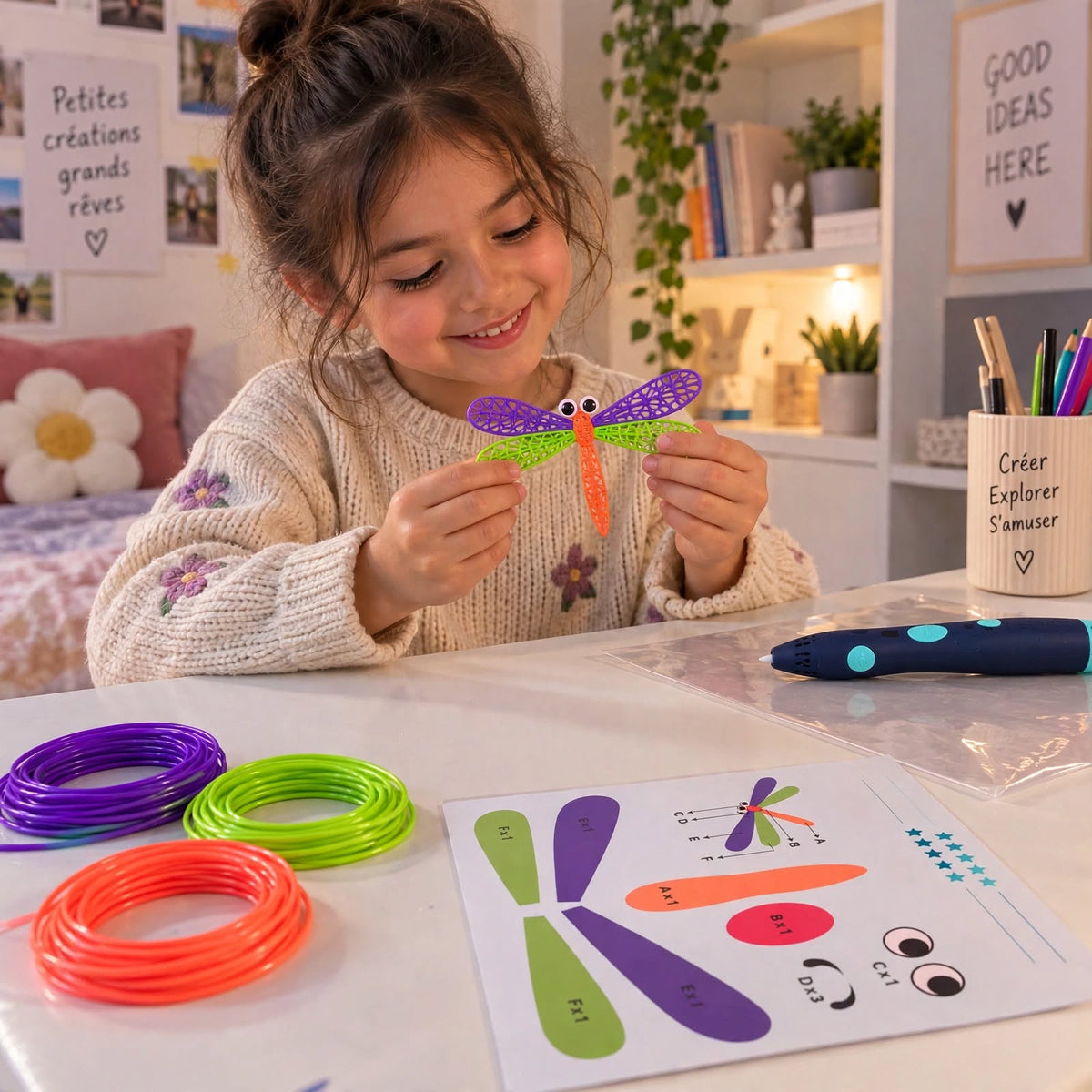 Elle a offert un papillon 3D à sa maîtresse. Tout le monde a adoré.